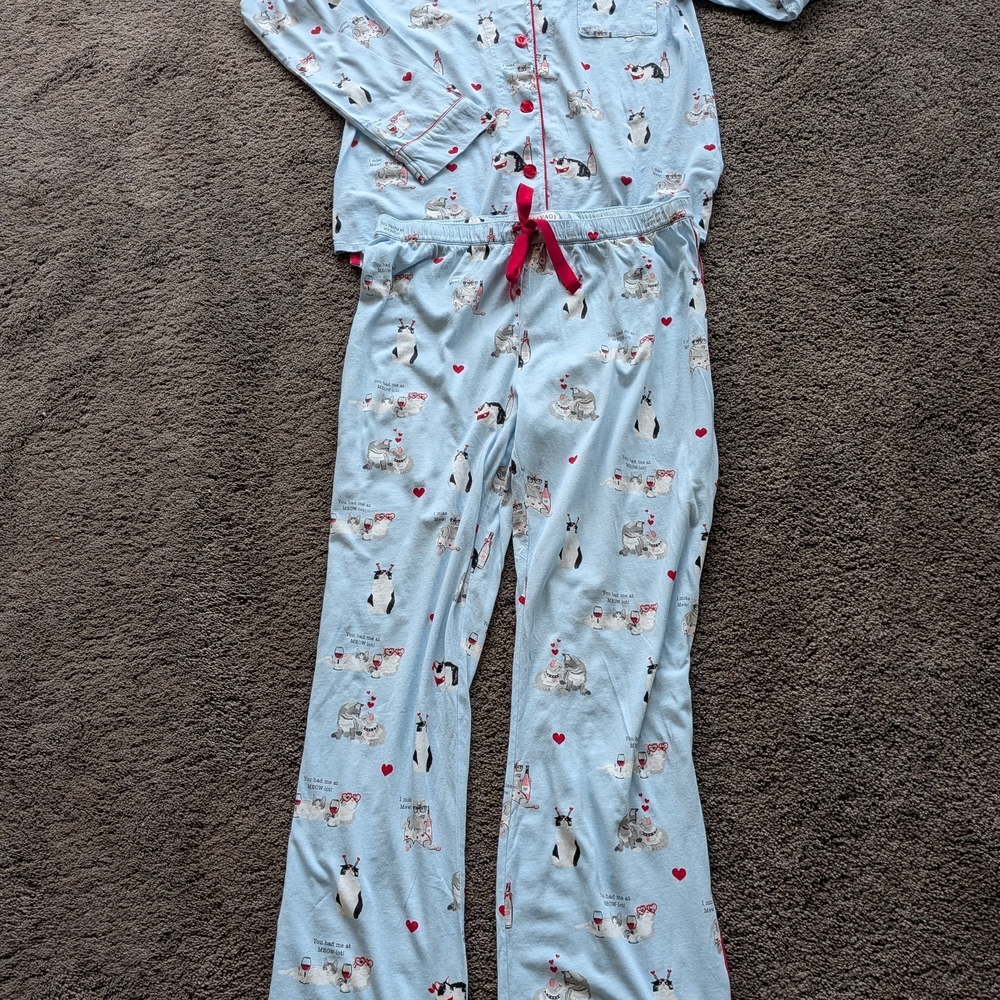 PJ Salvage Light Blue Pajamas with Animal Print